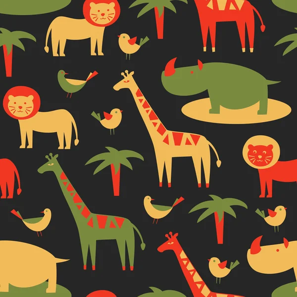 Seamless pattern with cute african animals — Stock Vector