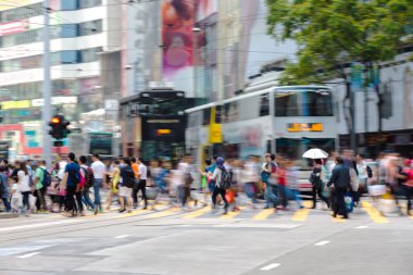 Pedestrians in Business District of Hong Kong clipart