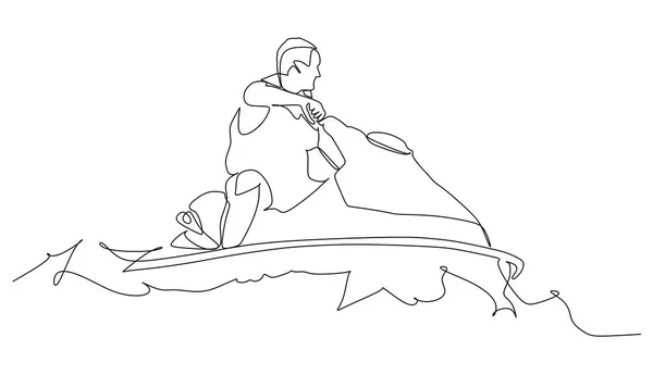 Jet ski 'deki adam hızlı dönüyor. Sürekli tek bir çizgi çekiyor.