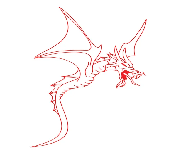 Dragon volant rouge — Image vectorielle