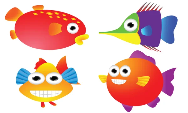 Juego de dibujos animados de peces — Vector de stock