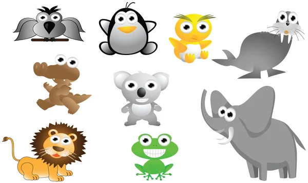 Juego de dibujos animados de animales grandes — Vector de stock