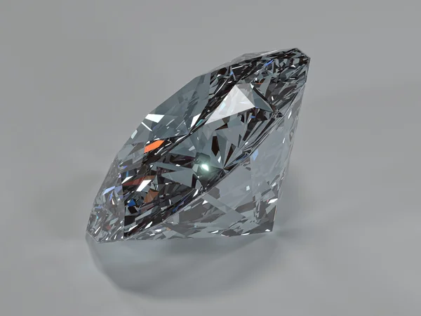 Boční pohled zářící diamant na šedém pozadí — Stock fotografie