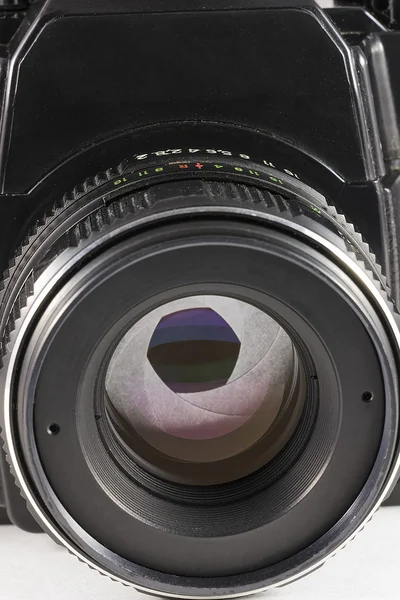 Camera lens with iris closeup — Stock Photo, Image