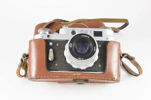 Old camera in its case — Stock Photo, Image