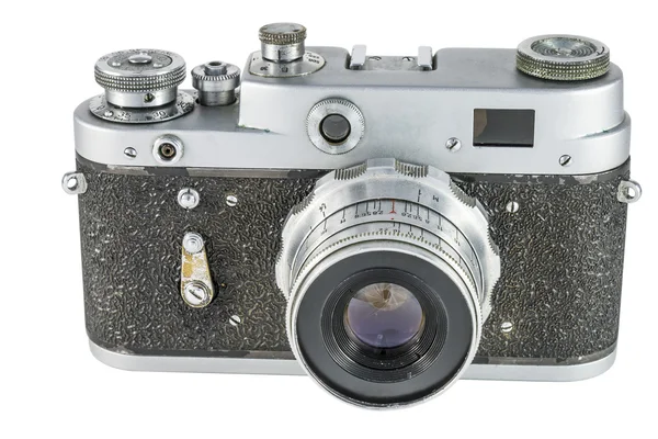 La vieja cámara de cine sobre un fondo blanco — Foto de Stock