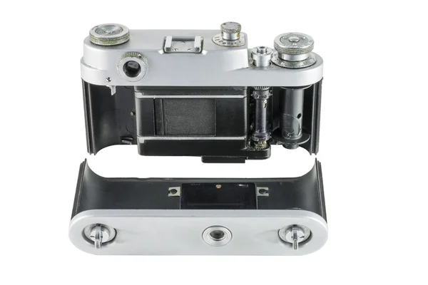 Old film camera with removed back cover — Stock Photo, Image