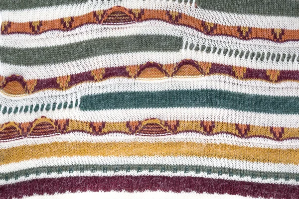 Textura tecido de lã com padrão listrado multi-colorido — Fotografia de Stock