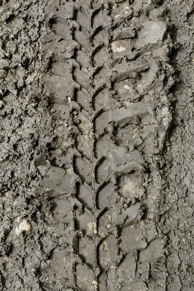 Spoor van banden op een onverharde weg-closeup — Stockfoto