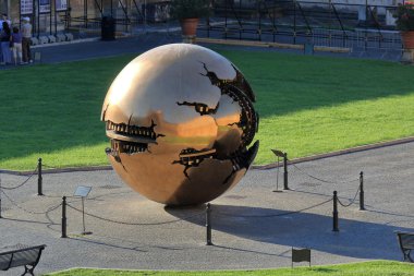 Sphere within Sphere by Arnaldo Pomodoro in Belvedere Courtyard