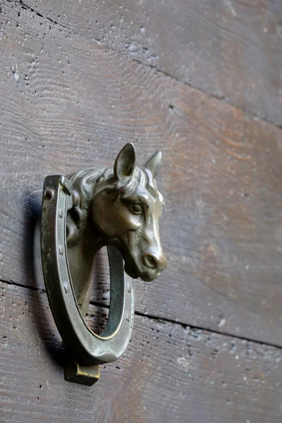 Golpeador de puerta de bronce en forma de cabeza de caballo —  Fotos de Stock