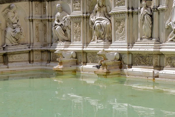 Brunnen fonte gaia auf der piazza del campo in siena, italien — Stockfoto