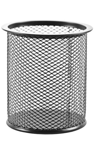 Empty black trash bin on a white background — Stock Photo, Image