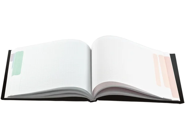 Öppnade notera bokar med tomma mångfärgade sidor — Stockfoto