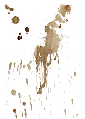 Brown coffee stains and splatters isolated on white clipart