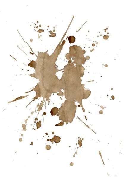 Kahverengi kahve lekelerini ve üzerinde beyaz izole splatters