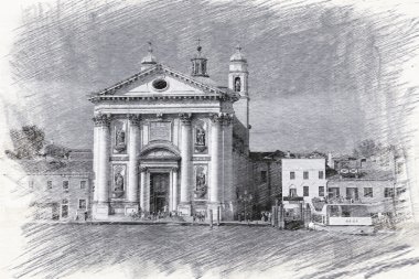 Kilise Santa Maria del Rosario İtalya, Venedik. Kroki