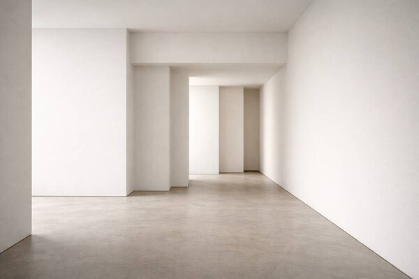 Minimalist concrete wall interior with horizontal seams and subtle texture, creating a clean industrial architectural background with copy space.