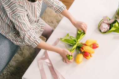 top view of a girls finished work for a future gift