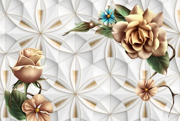 3D abstraction background wallpaper for walls. Beautiful flower background 3D wallpaper