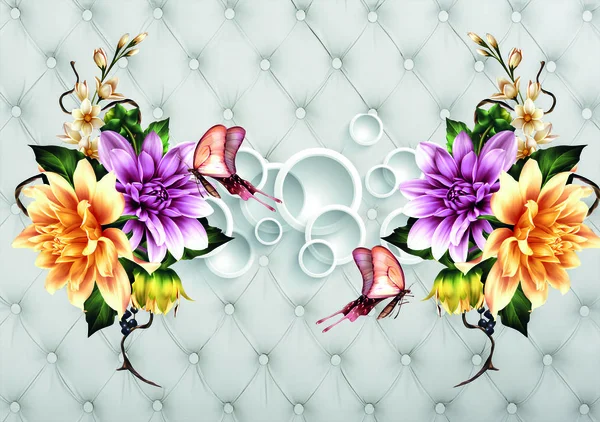 3D abstraction background wallpaper for walls. Beautiful flower background 3D wallpaper