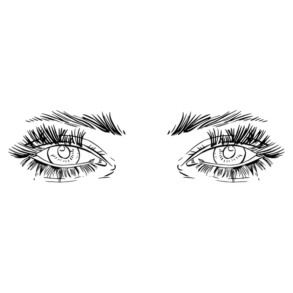 黑色和白色时装插画与眼睛 — 图库矢量图片