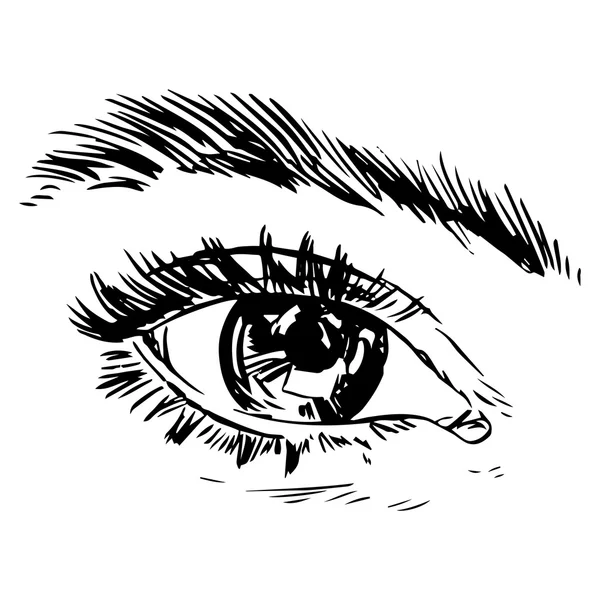 Ilustración de moda en blanco y negro con ojo — Vector de stock