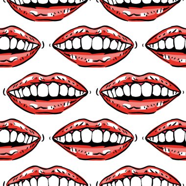 Moda vektör elle çizilmiş kadın dudaklar