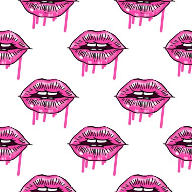 Moda vektör elle çizilmiş kadın dudaklar