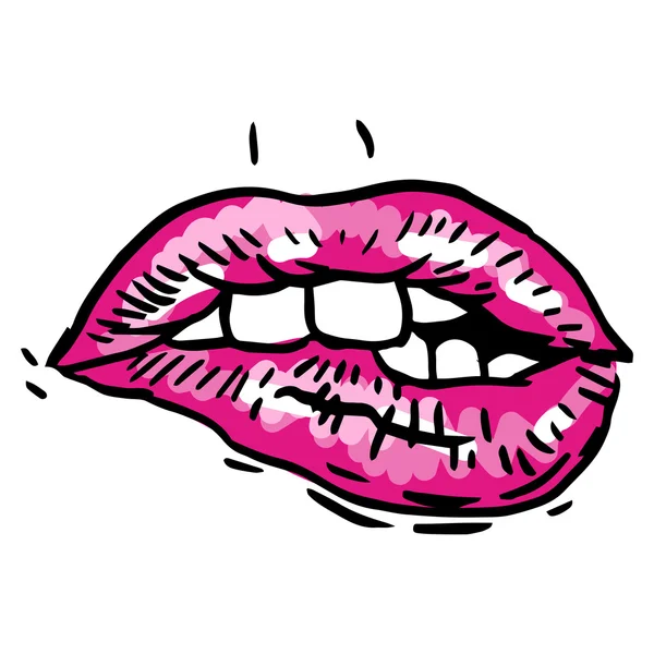 Fashion vector hand drawn female lips — Stock Vector