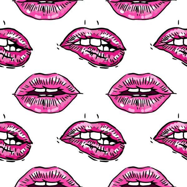 Labbra femminili disegnate a mano vettoriale moda — Vettoriale Stock