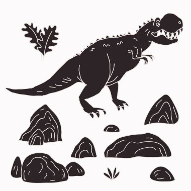 Vektör el çizilen illüstrasyon jurassic