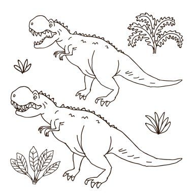 Vektör el çizilen illüstrasyon jurassic