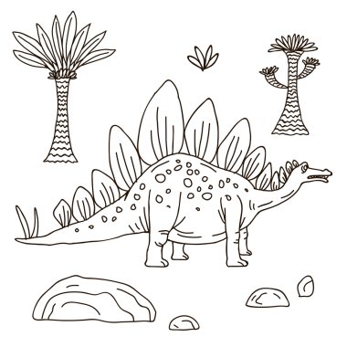 Vektör el çizilen illüstrasyon jurassic