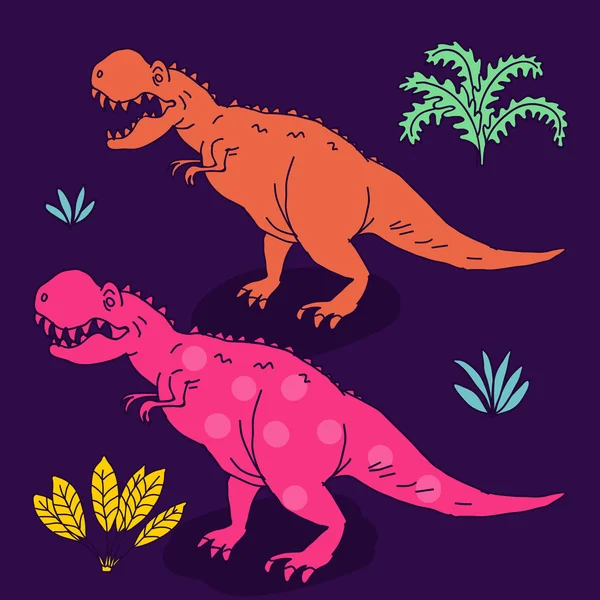 Vektor ručně nakreslený obrázek s roztomilý kreslený doodle dinosaurus. — Stockový vektor
