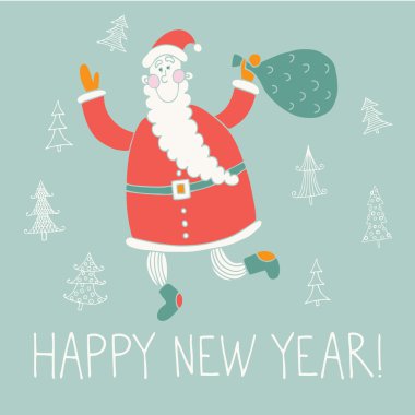Vektör mutlu yeni yıl el çizilen illüstrasyon