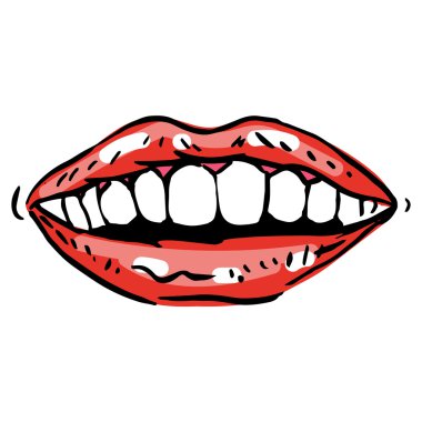 Moda vektör elle çizilmiş kadın dudaklar