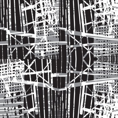 Vektör çizilmiş seamless modeli ile soyut kentsel süsleme.