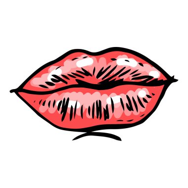 Moda vektör elle çizilmiş kadın dudaklar