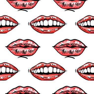 Moda vektör elle çizilmiş kadın dudaklar