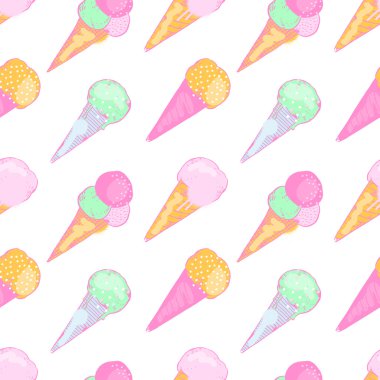 Vektör çizim şirin çizilmiş dondurma ile