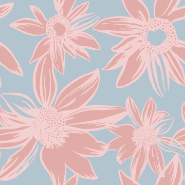 Vektör seamless modeli çizilmiş mürekkep çiçekli