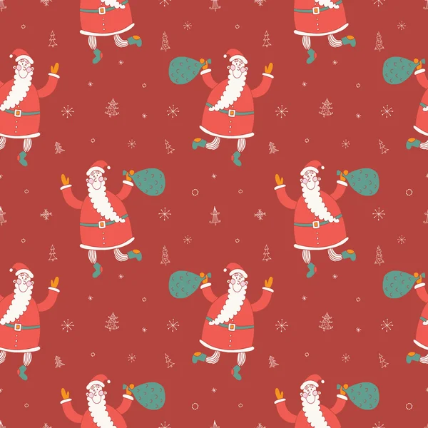 Frohe Weihnachten und ein gutes neues Jahr Vektor nahtlose Muster mit Weihnachtsmann — Stockvektor
