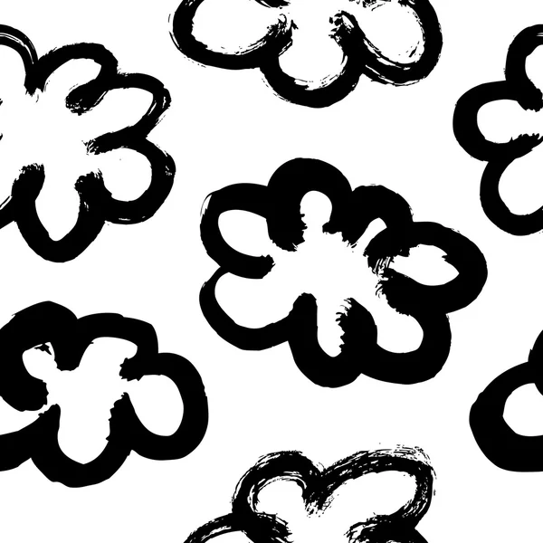 잉크 브러시 구름과 완벽 한 패턴 — 스톡 벡터