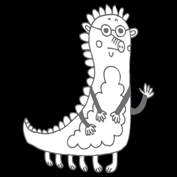 Mignon dessin animé gribouille monstre — Image vectorielle