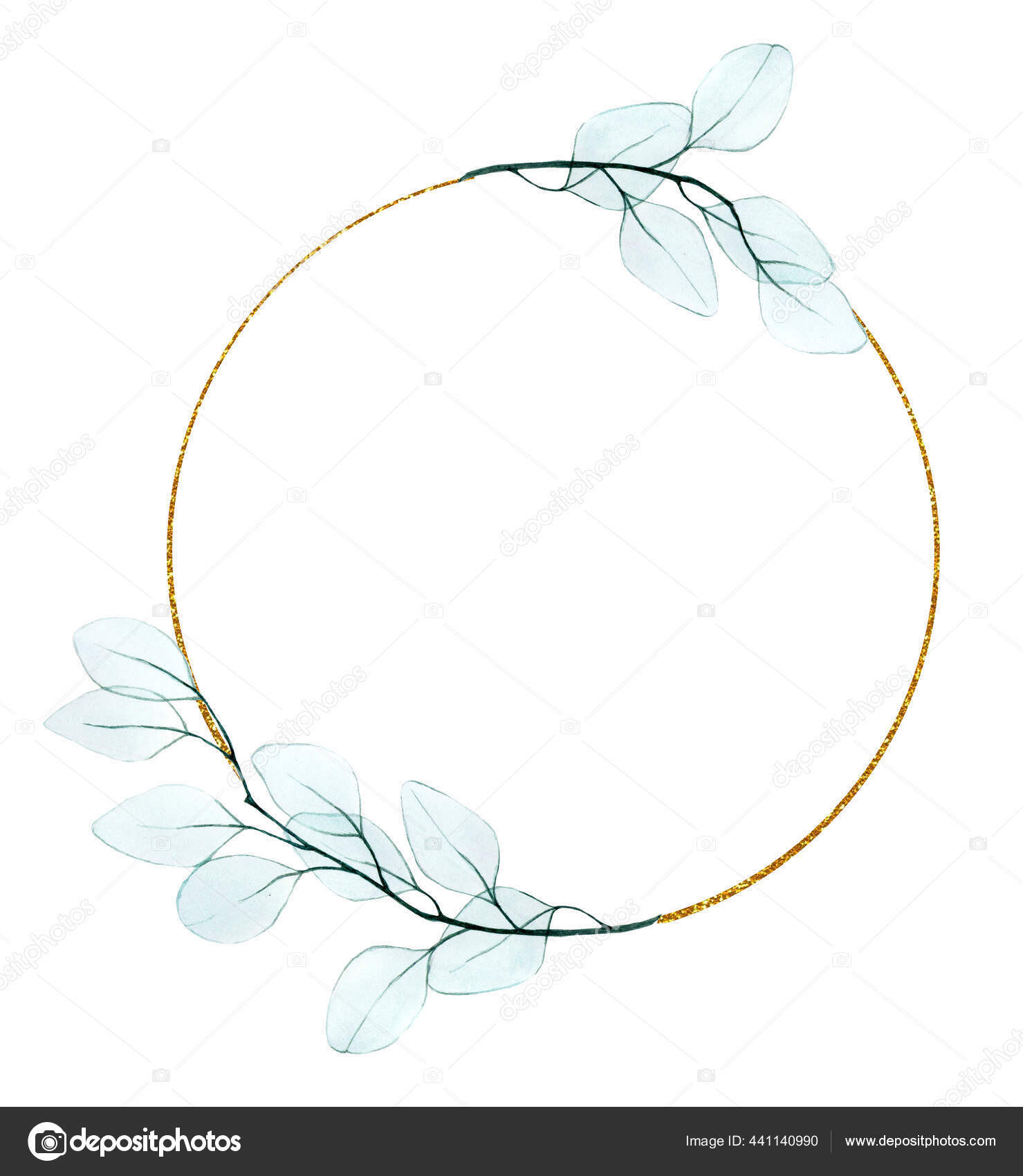 金黄色的圆形框架与透明水彩画桉叶婚礼的老式设计邀请函精致的水彩画 图库照片 C Odrik 金黄色的圆形框架与透明水彩画桉叶婚礼的老式设计邀请函精致的水彩画 图库照片 C Odrik