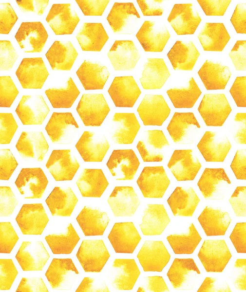 Aquarelloos Patroon Met Gele Honingraat Abstracte Achtergrond Met Tegels Van — Stockfoto