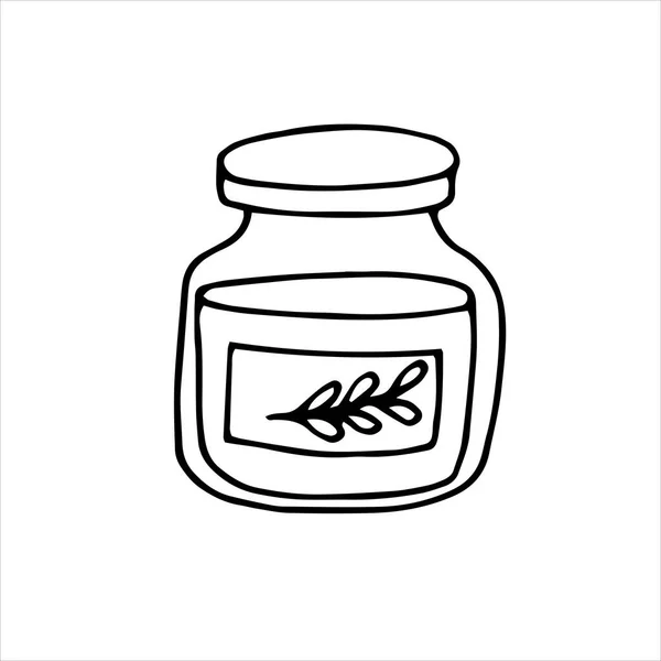Vektor Illustration Doodle Stil Marmeladenglas Marmelade Einfache Zeichnung Der Süßen — Stockvektor
