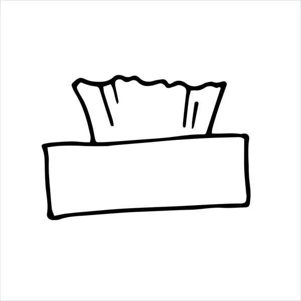 Векторная Иллюстрация Простые Каракули Стиле Каракулей Коробка Бумажными Салфетками Тема — стоковый вектор
