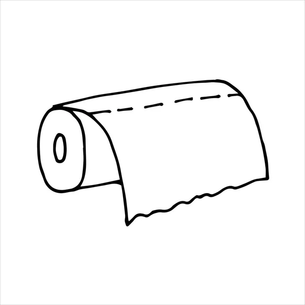 Illustrazione Vettoriale Stile Doodle Rotolo Carta Assorbente Tovaglioli Carta Igienica — Vettoriale Stock